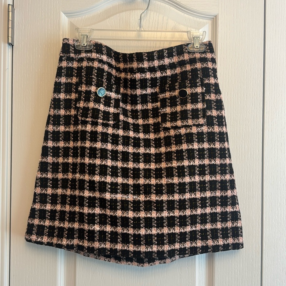 Maison d’Amélie Paris plaid black & pink skirt size US 8 - never worn!